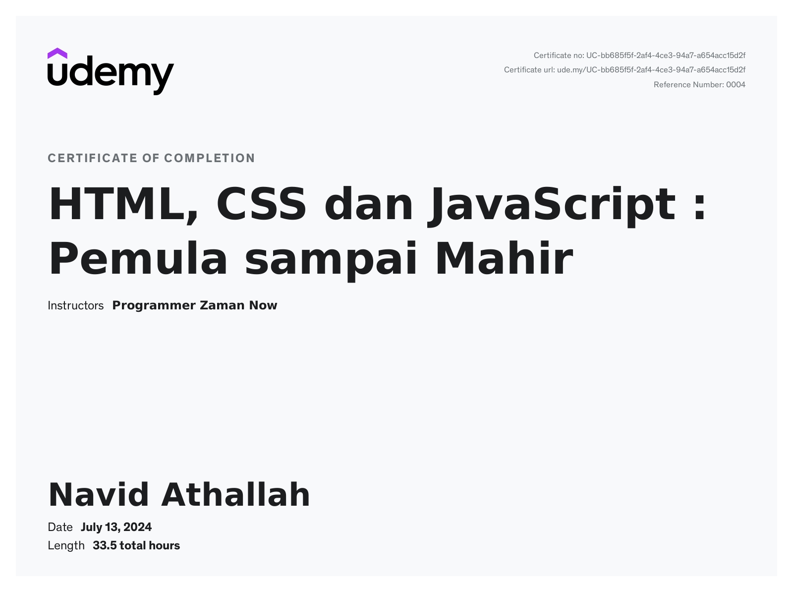 HTML, CSS dan JavaScript: Pemula sampai Mahir - Udemy